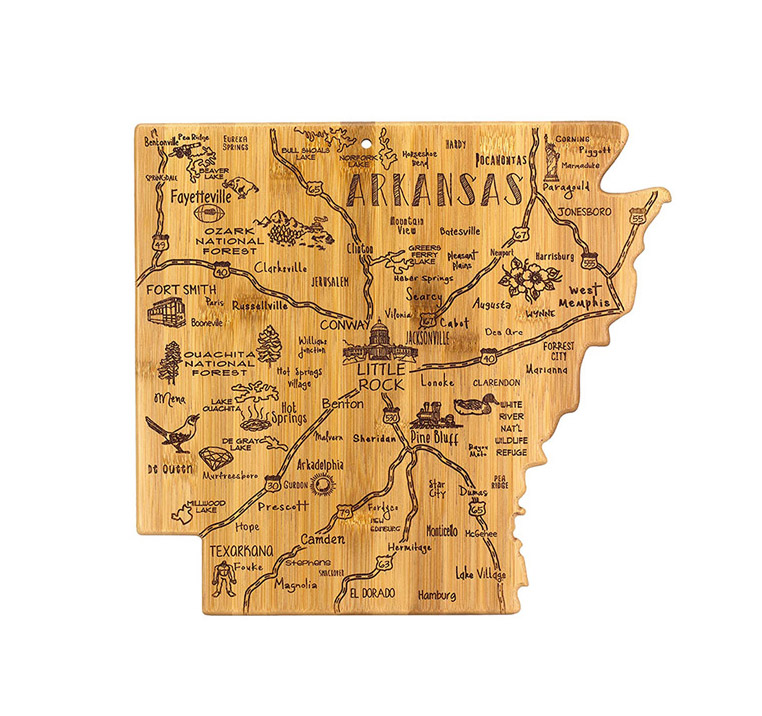 Arkansas State Shape Bamboo Cutting Board 2