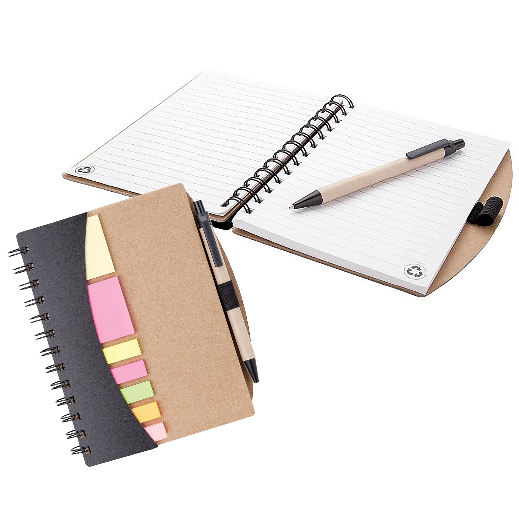 Moq100 Spiral Kraft Cover Notebook With Pen/Sticky Note 5