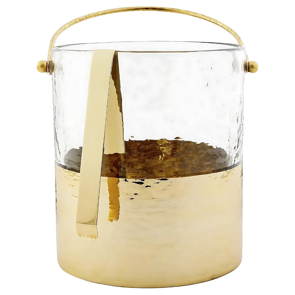 Glass Ice Bucket and Tongs Set 2