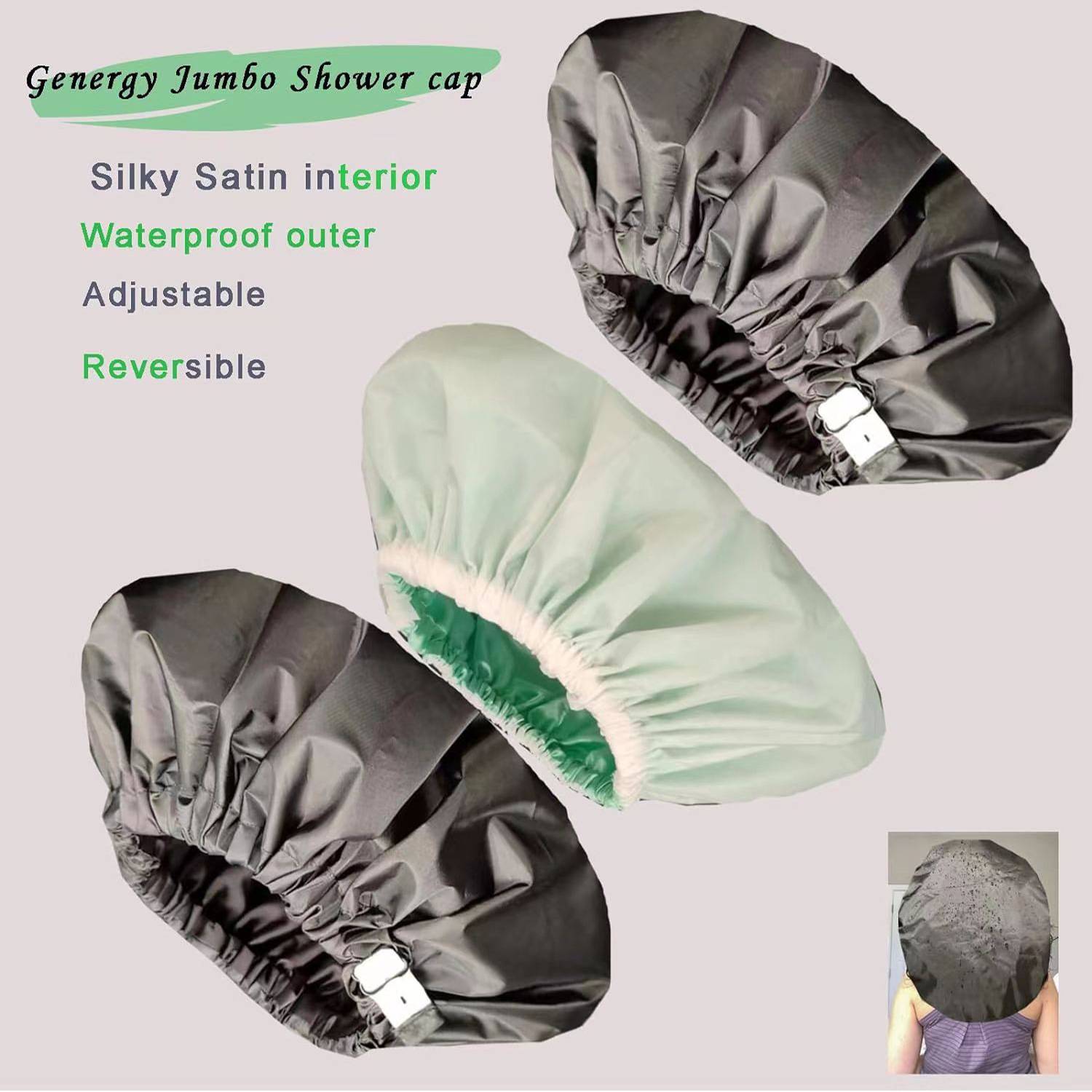 Reusable double layer waterproof shower cap 4