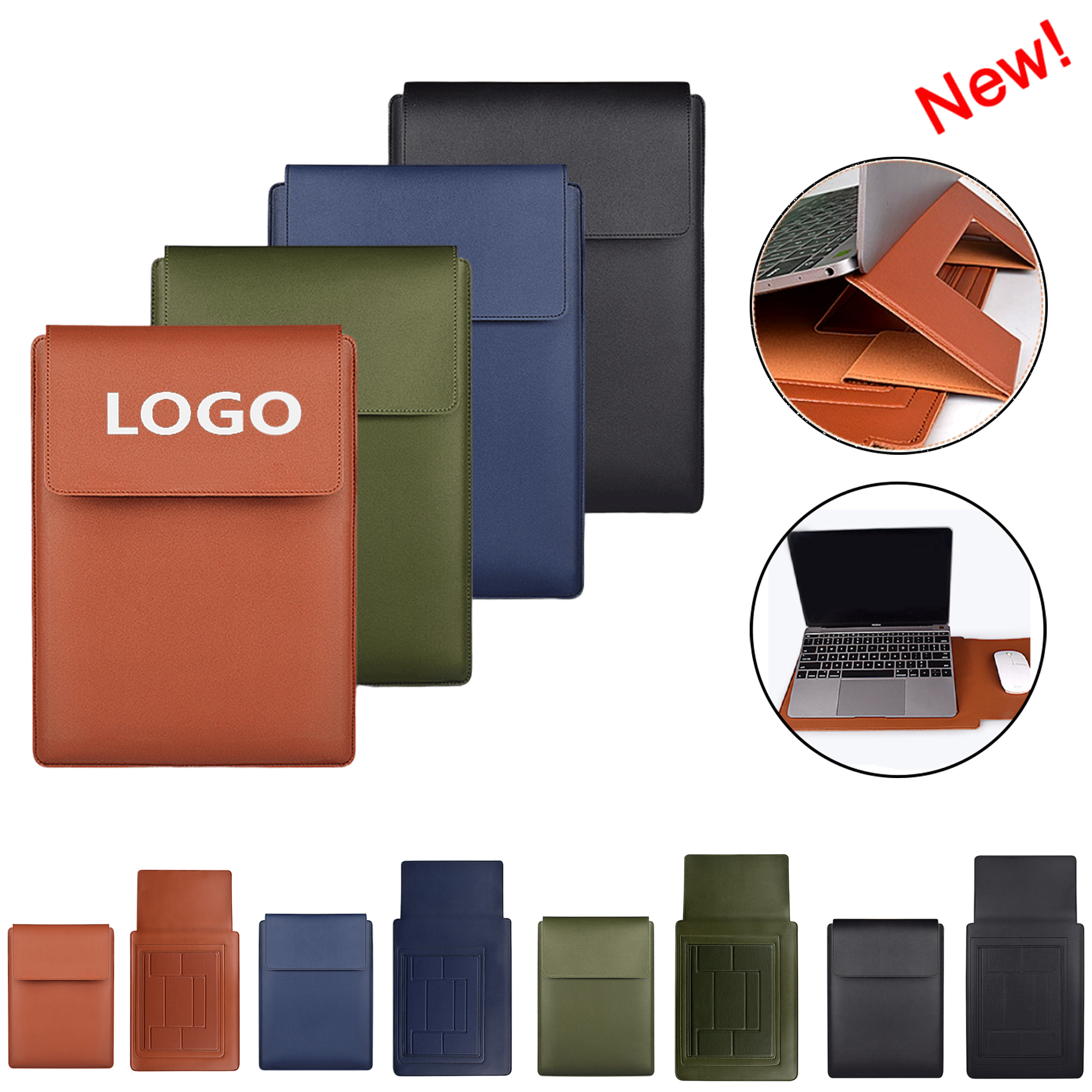 PU Leather Laptop Sleeve Case With Stand Function 4