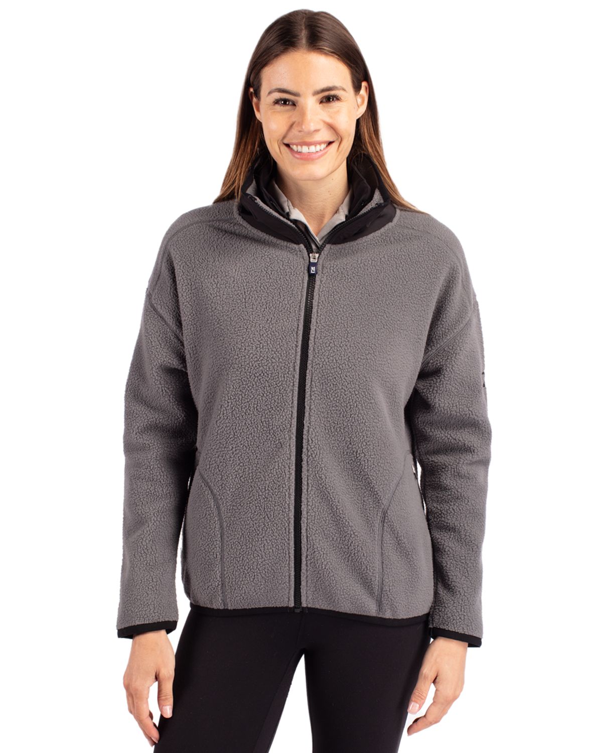 Cutter & Buck Cascade Epic Comfort Recycled Sherpa Fleece Womens Full Zip Jacket 9