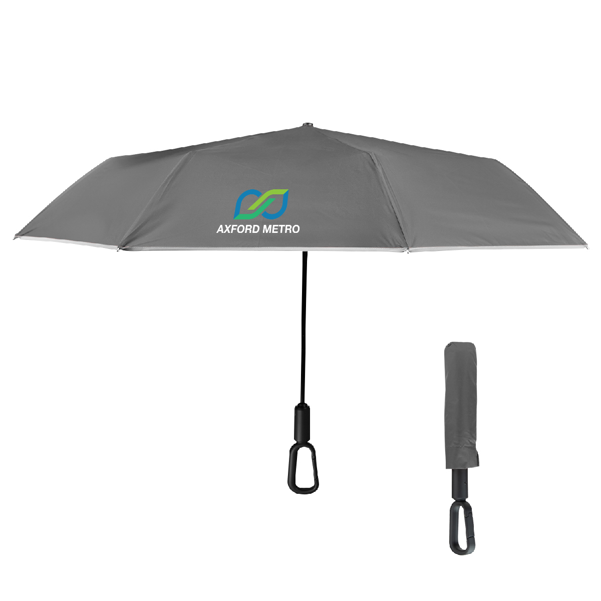 46" Arc Reflective Umbrella With Carabiner Handle 2