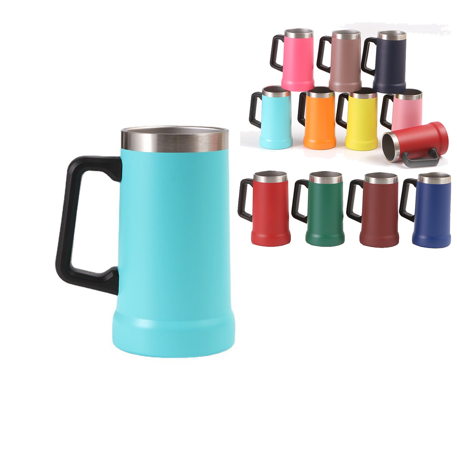 24oz Stainless Steel Beer Stein with Big Grip for Adventure