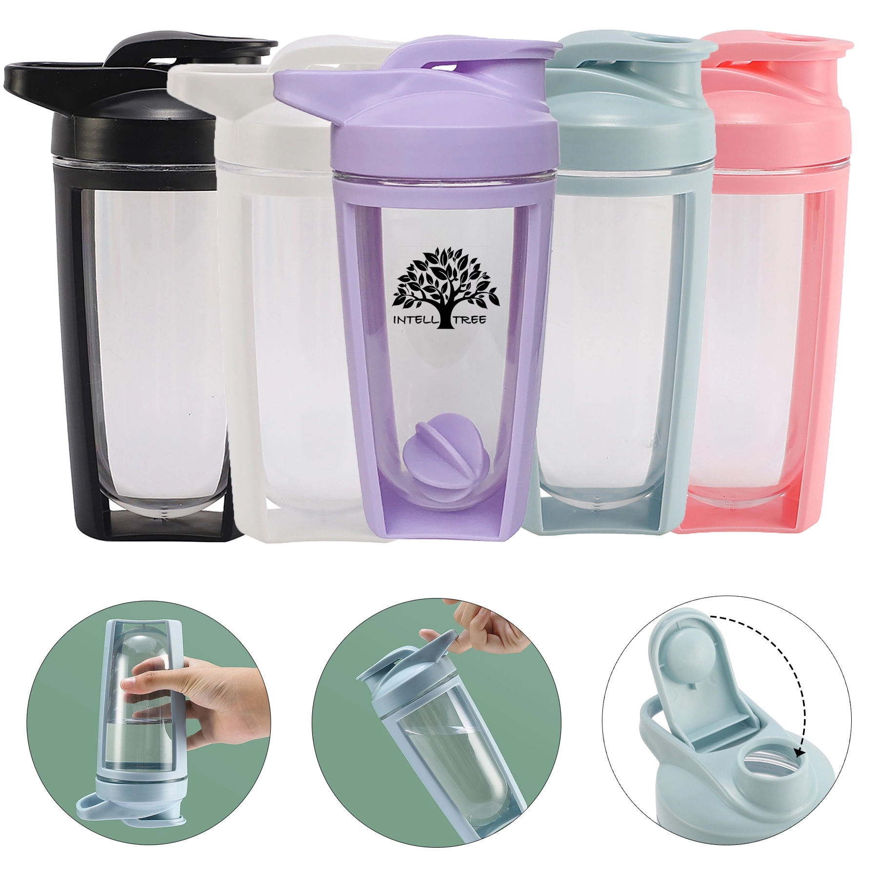 23oz Leak-Proof Workout Shaker Bottle w/ Handle 1