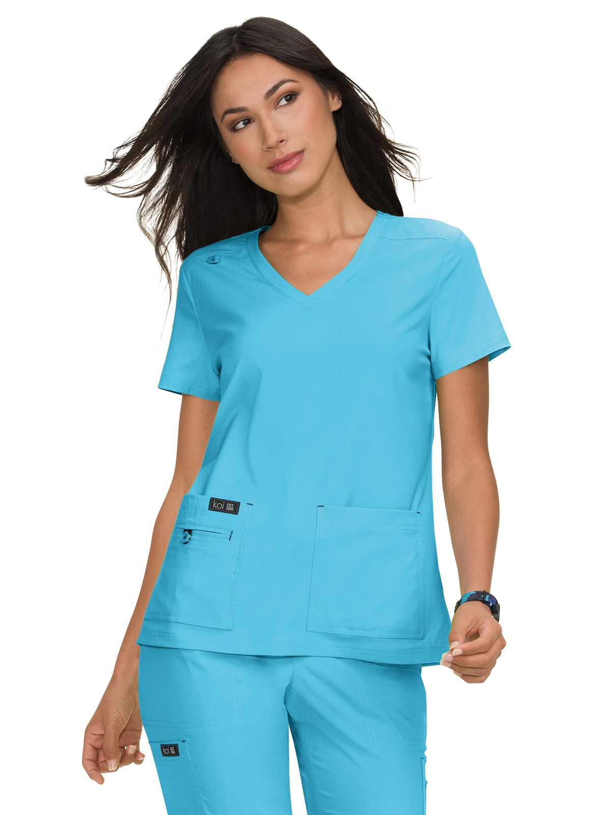 koi - Basics - Women's Four-Pocket Stretch V-Neck Becca Top 99