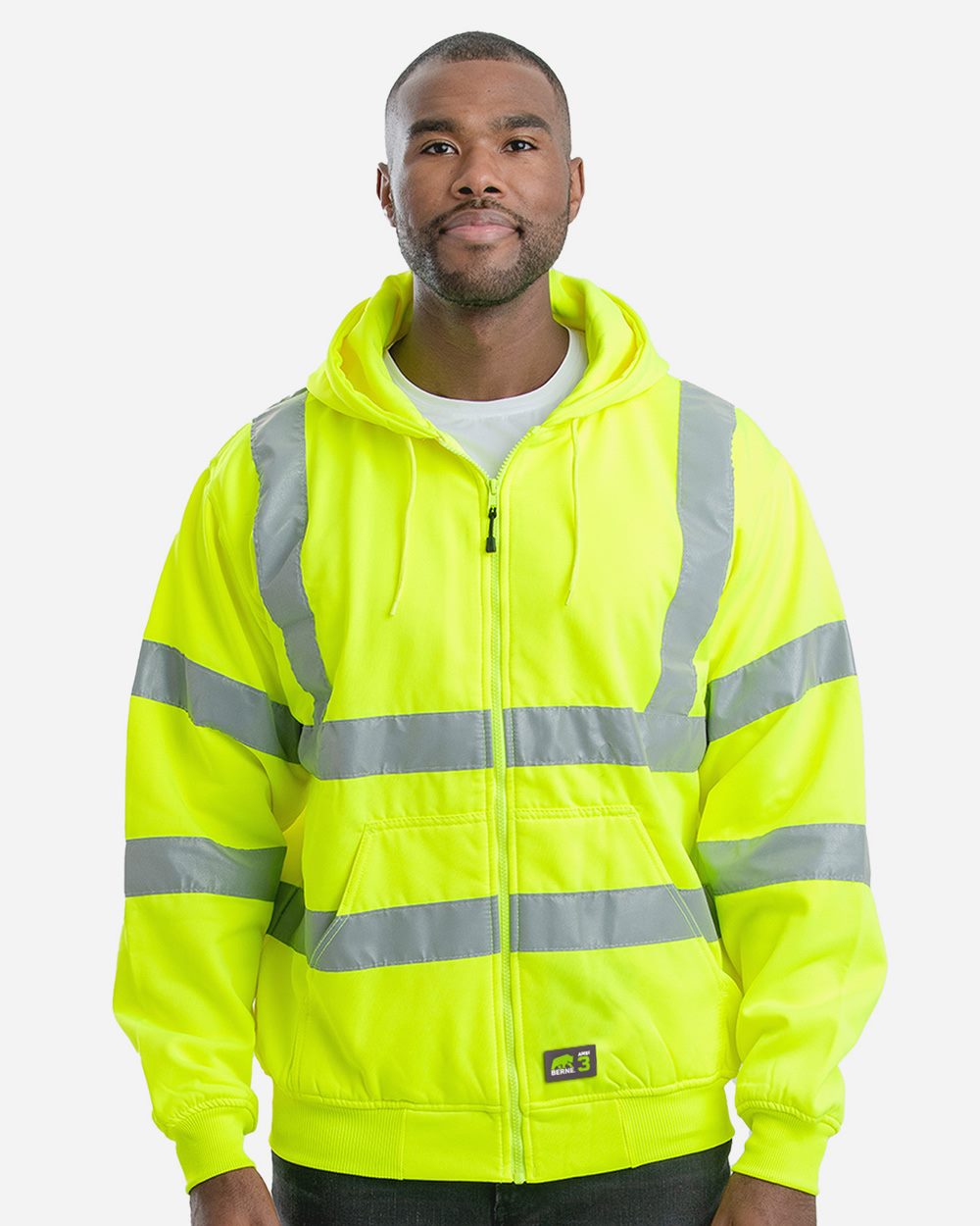 Men's Berne Hi-Vis Class 3 Lined Hooded Sweatshirt - HVF021 8