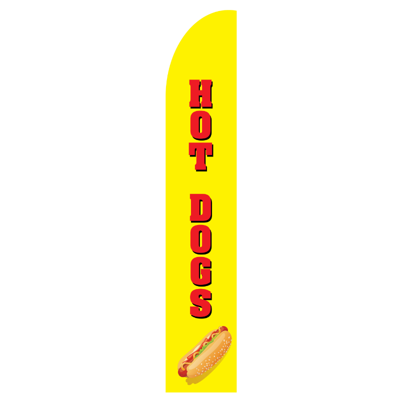 Hot Dogs Flag Kit with Poles 15' Feet Feather Flag Sign feather banners Outdoor Banner - Yellow 2