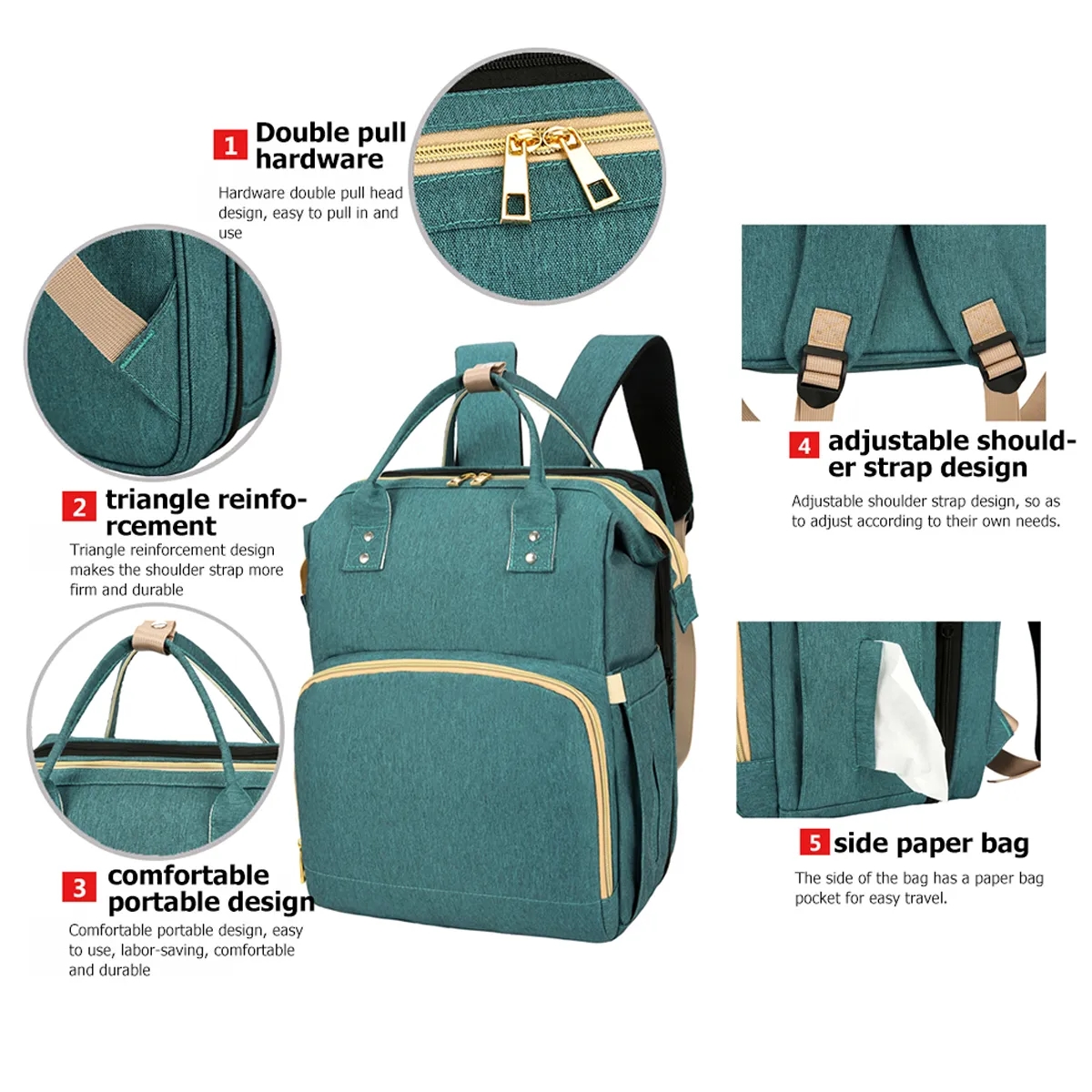 Baby Diaper Bag Backpack with Changing Station 5