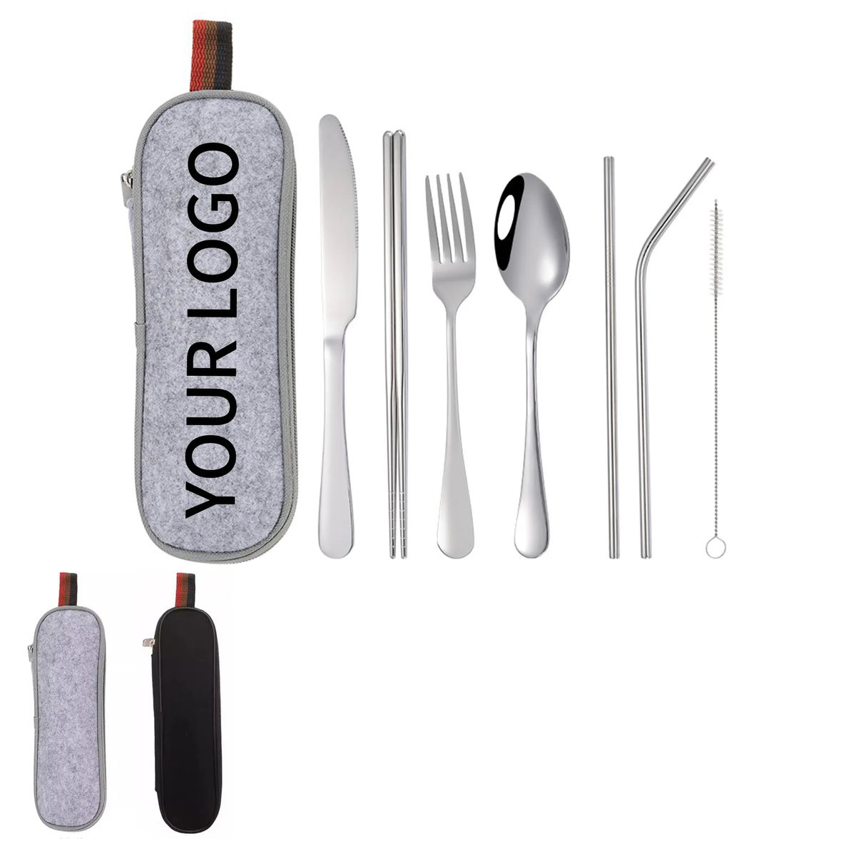 10 Inch Travel Cutlery Kit with Felt Storage Case 1