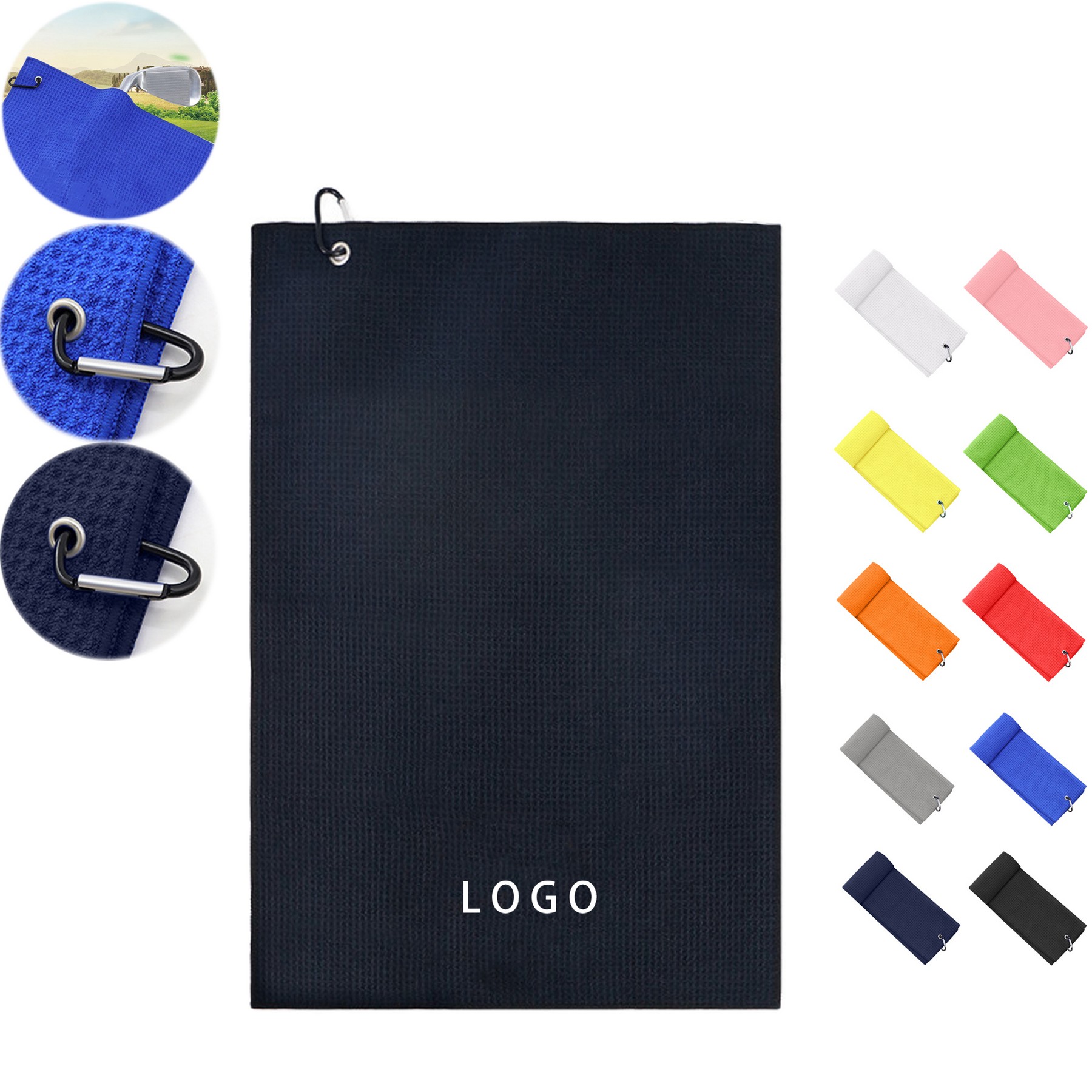 Golf Towels With Microfiber Wire Cleaning Cloth Block