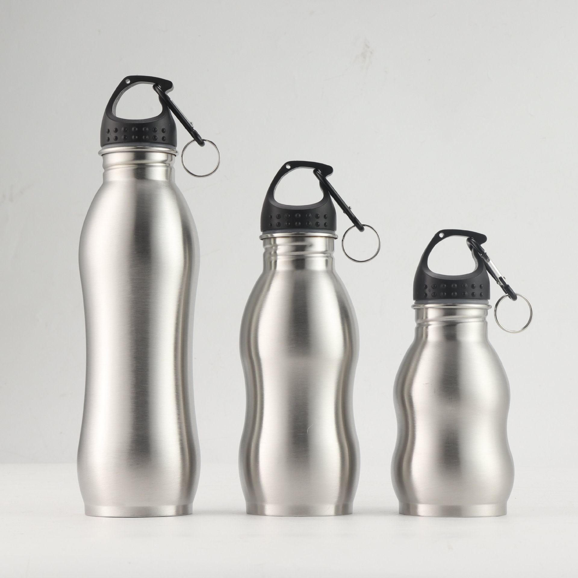 Stainless Water Bottle w/ Carabiner & Concave Grip Center 2
