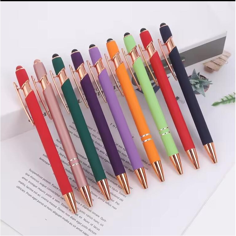 Soft Touch Ballpoint Pen with Rose Gold Accent 5