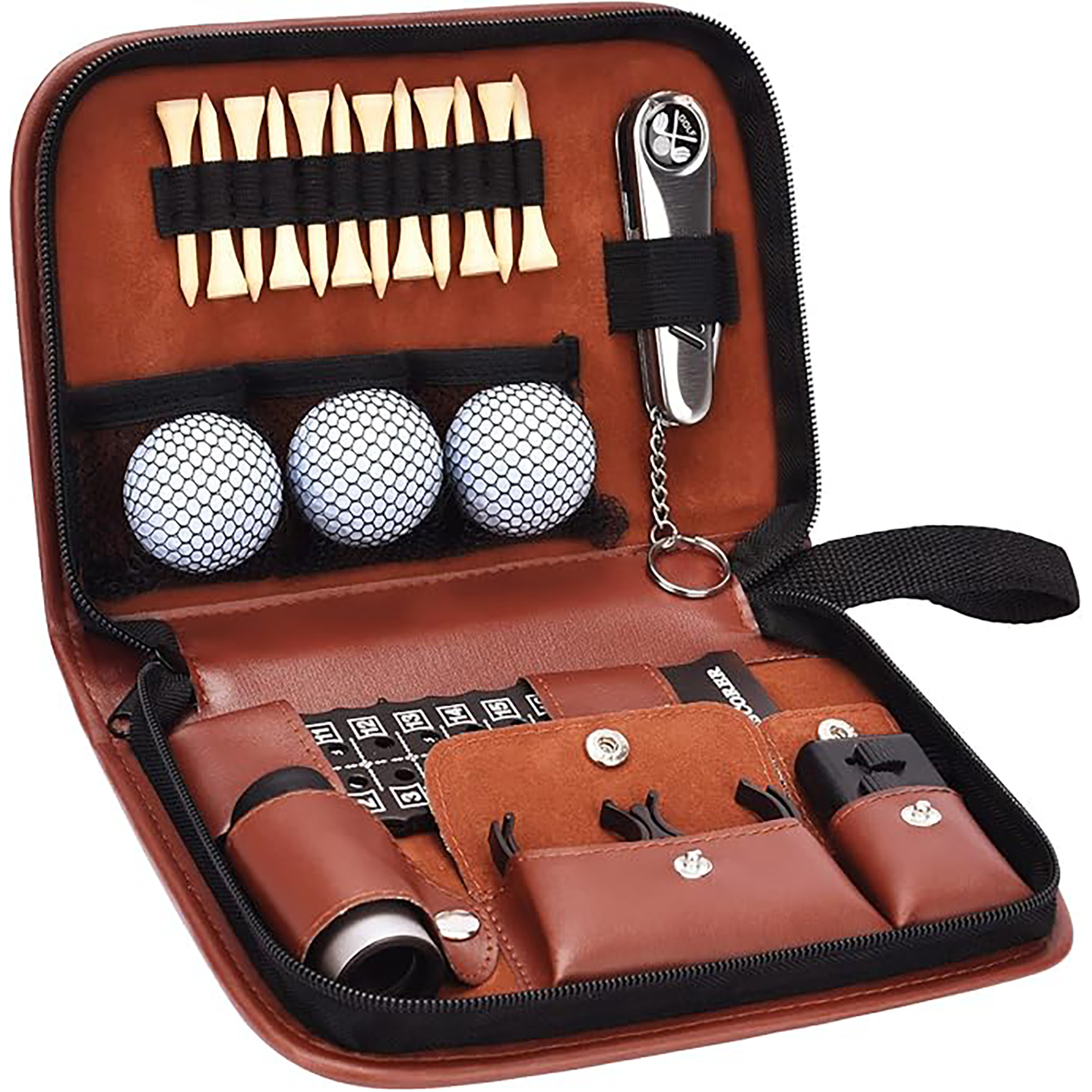Golf Accessories Set with Premium Leather Case 3