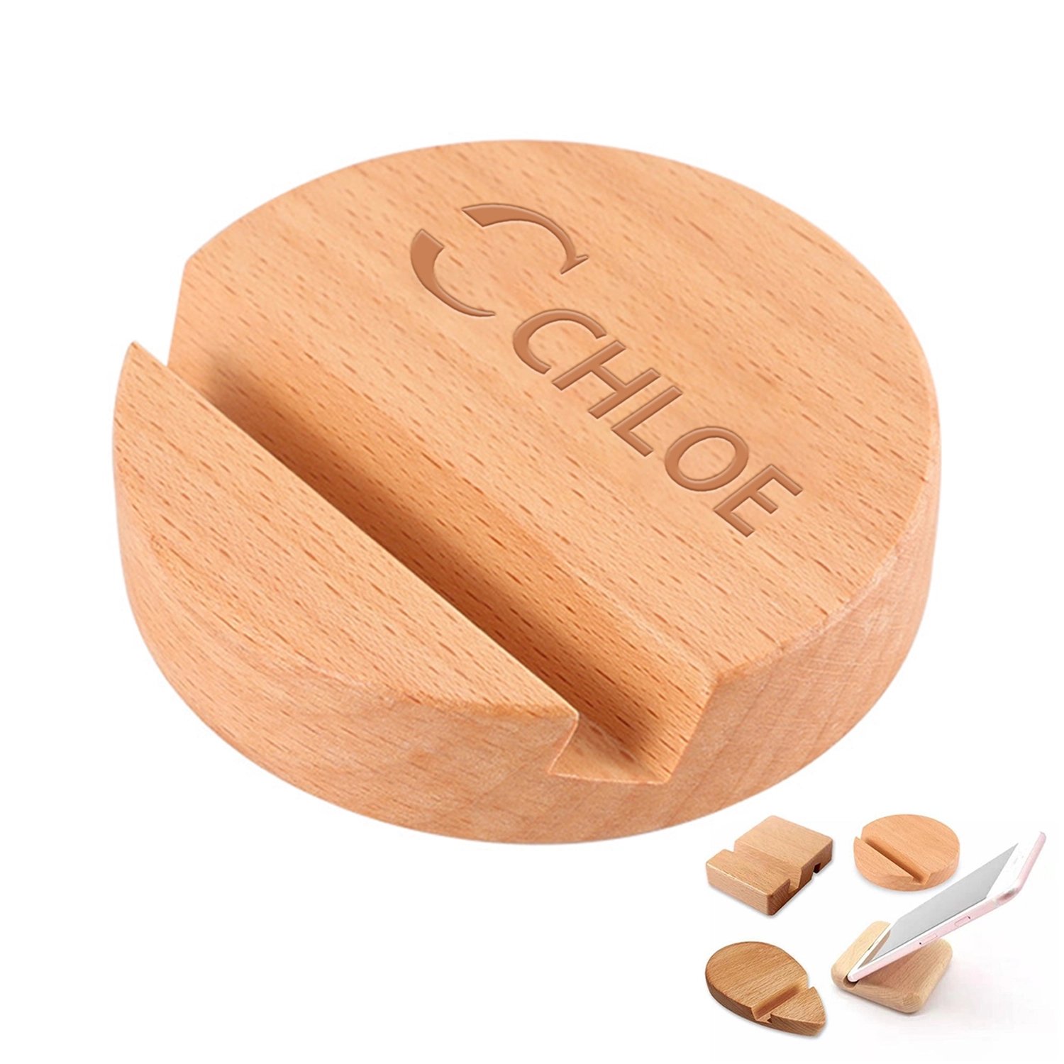 Wooden Round Phone Holder 2