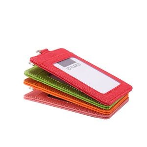 PU Leather 2 Pockets Card Holder Key Chain 24