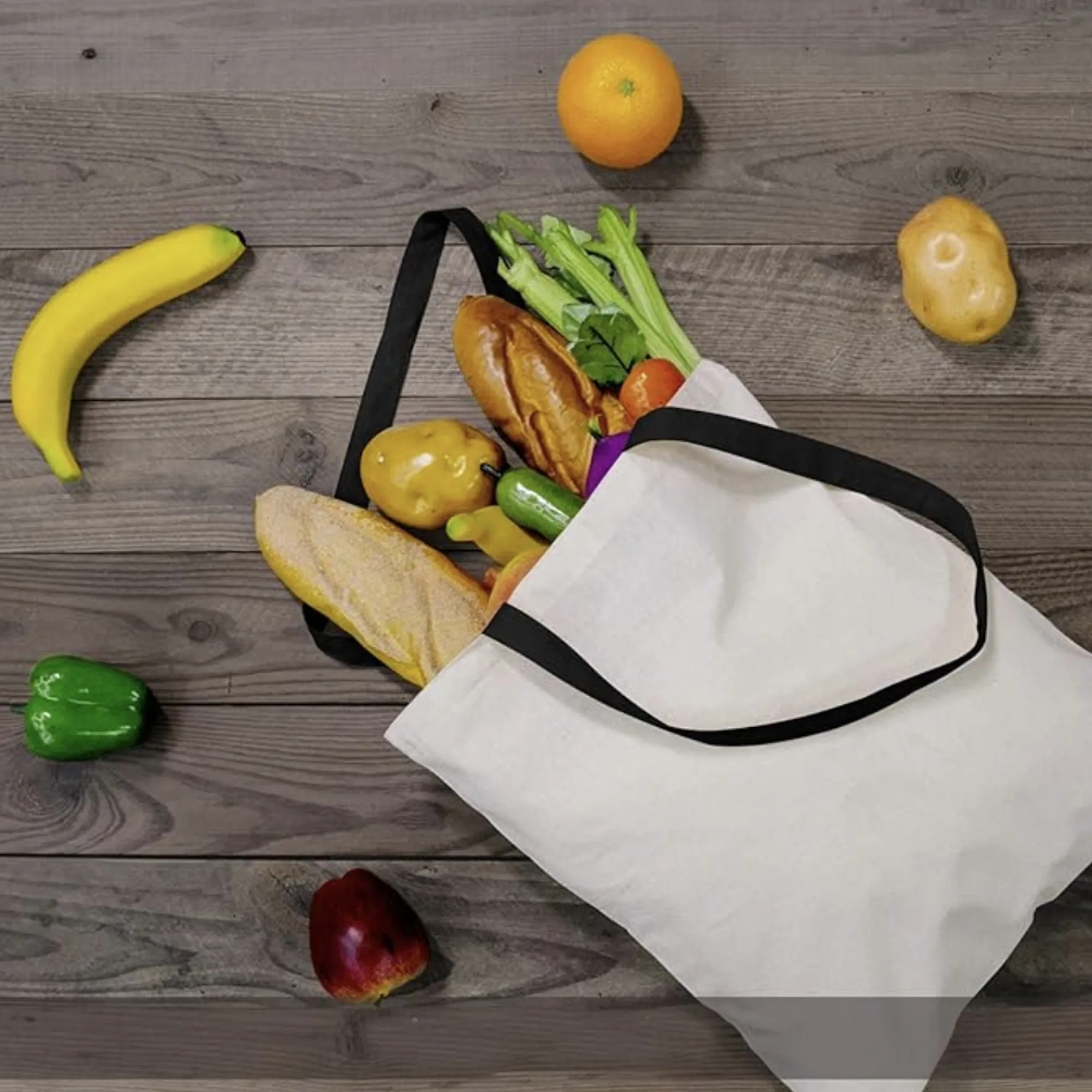 8oz Reusable Canvas Cotton Grocery Shopping Tote Bag 16"x15" 5