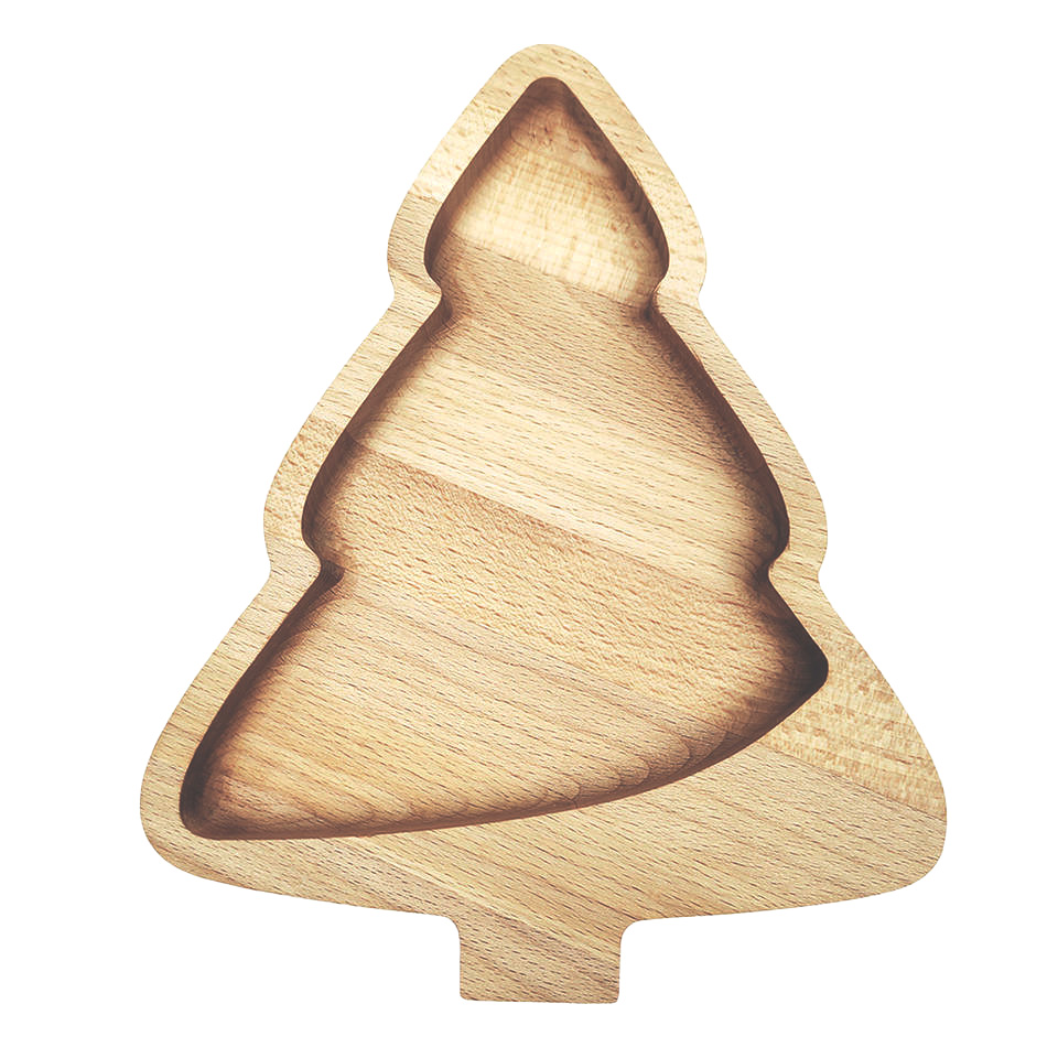Bamboo/Wooden Christmas Tree Shaped Thick Tray 3