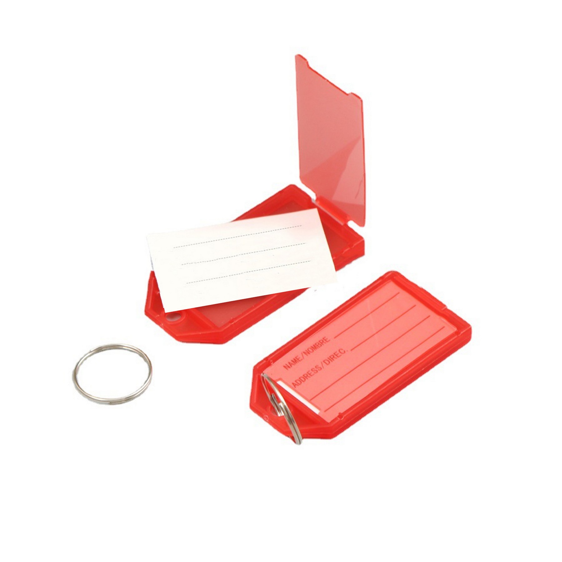 Pack Plastic Key Tags With Split Rings Transparent With Lid 2