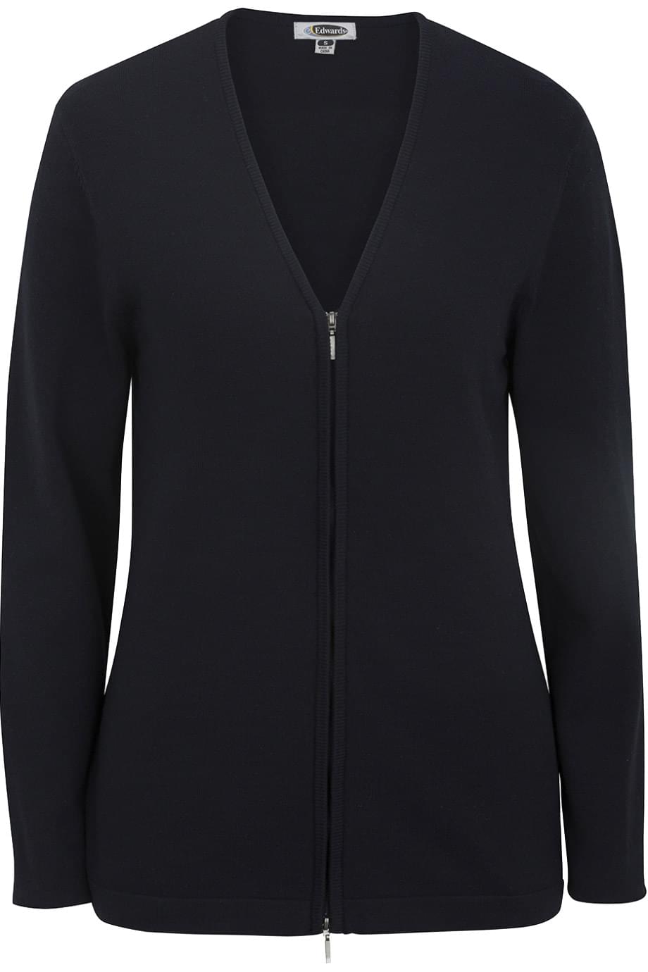 Ladies Full Zip V-Neck Cardigan Sweater 2