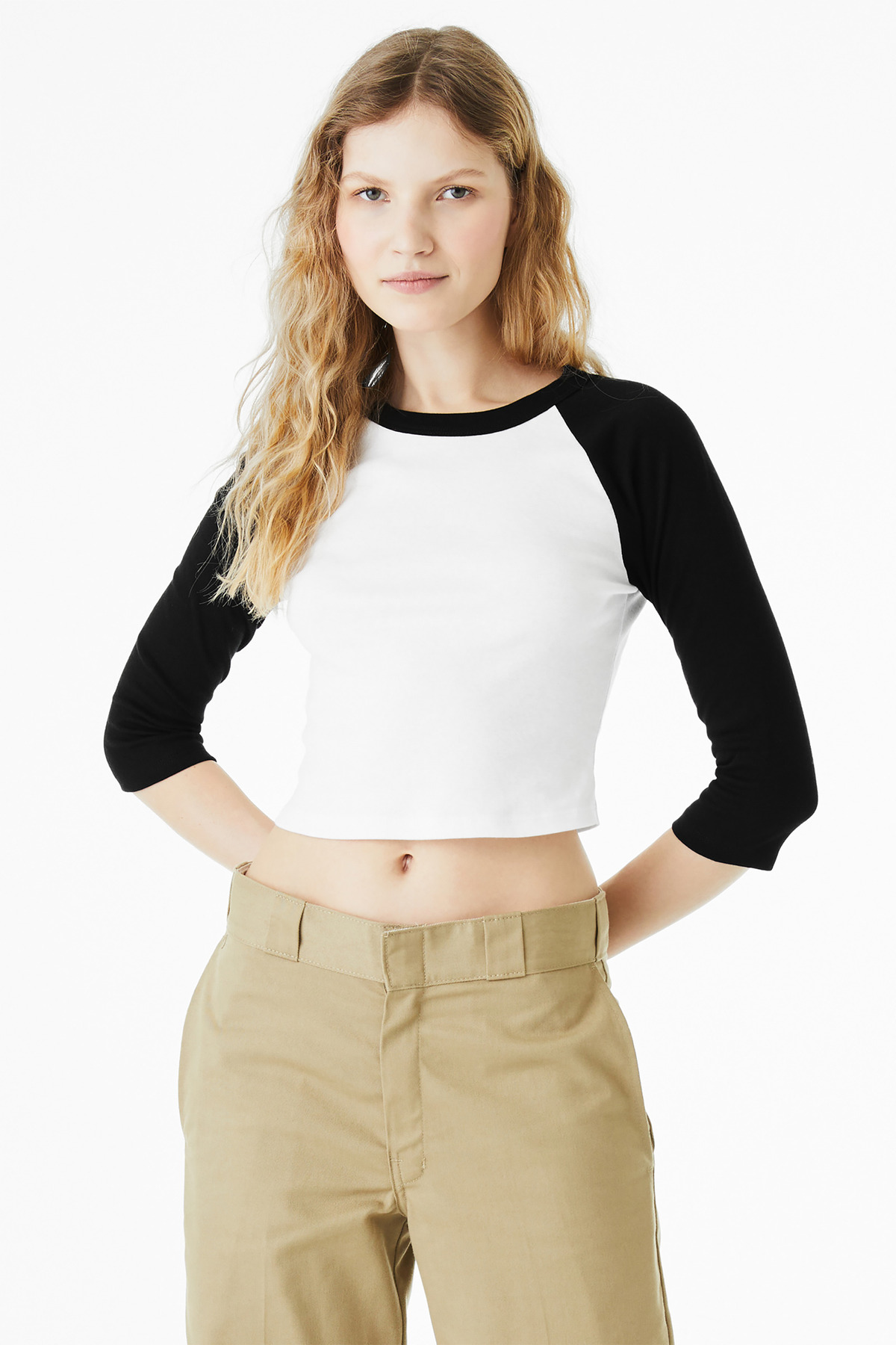 BELLA+CANVAS Women's Micro Rib 3/4 Raglan Baby Tee BC1200 38