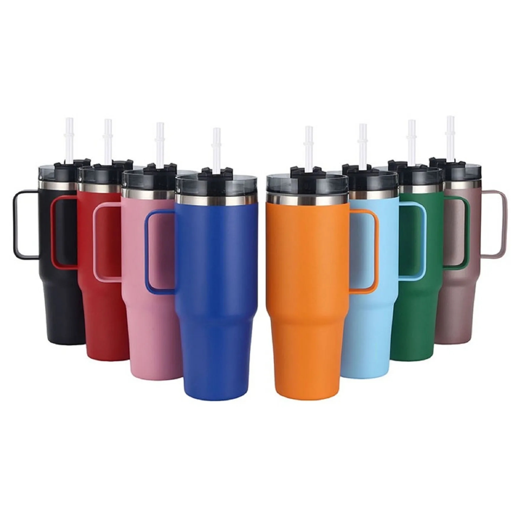 40 Oz. Stainless Steel Insulated Tumbler with Handle & Straw 10