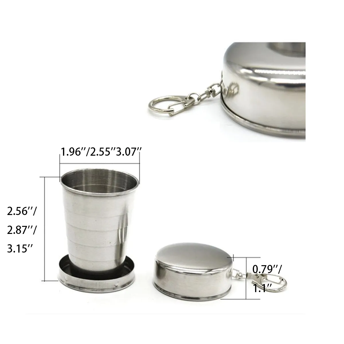 Stainless Camping Cookware Retractable Utensil Folded Cup 3