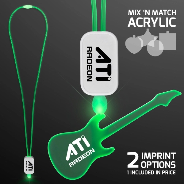 LED Neon Lanyards with Acrylic Guitar Pendant 2