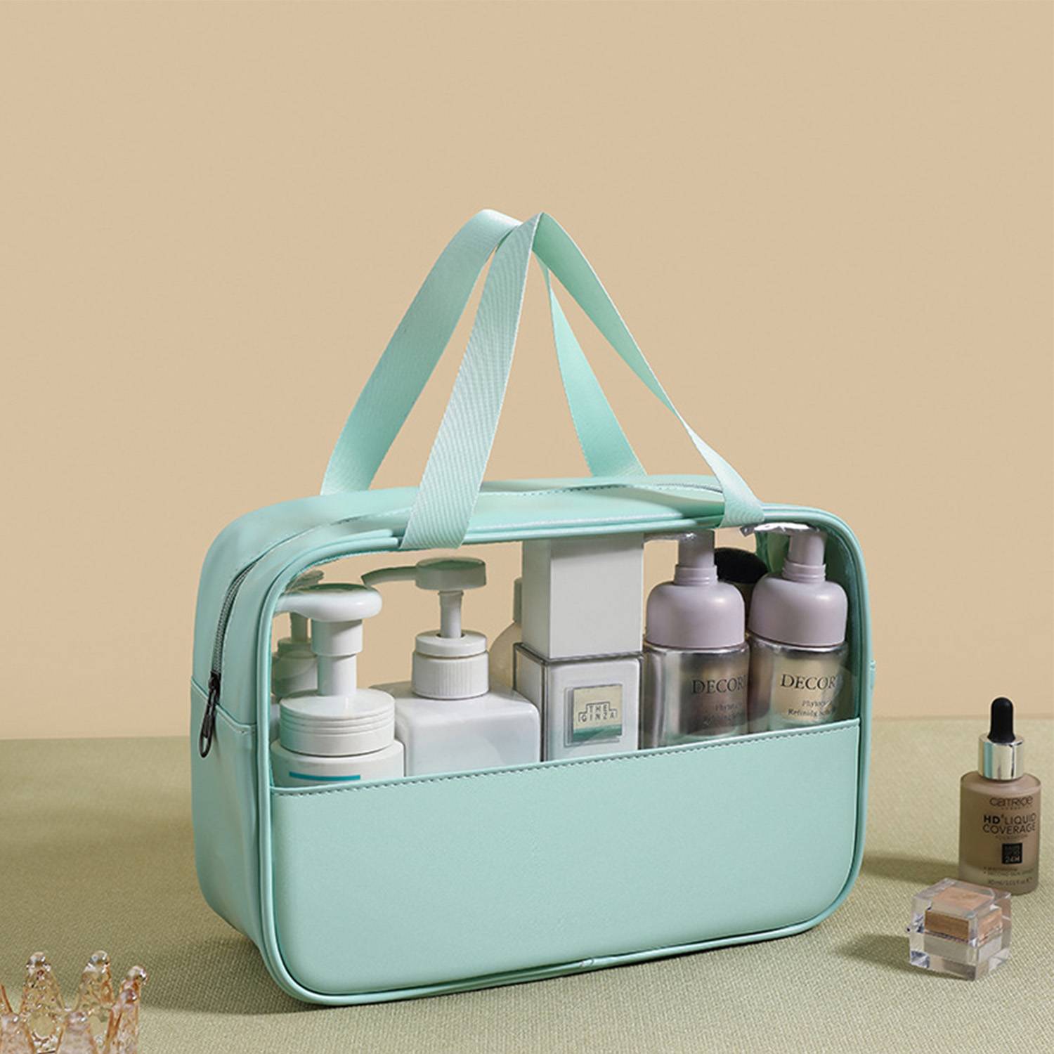 Travel Clear PVC&PU Cosmetic Makeup Bag for Women 5
