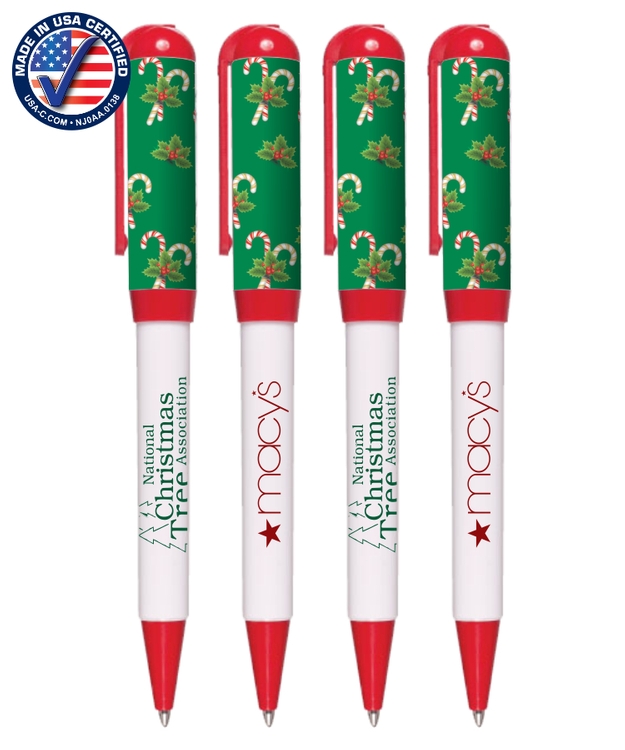 USA Made, Holiday Candy Cane Designed Twist Pen 1