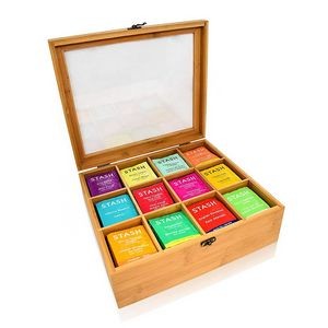 12 Compartments Bamboo Tea Bag Box 1