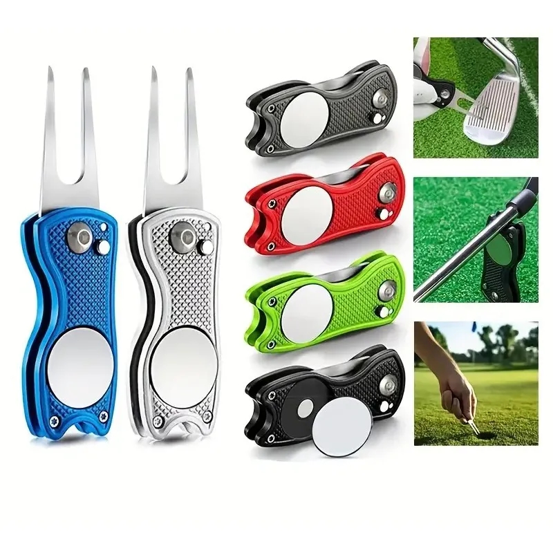 Stainless Steel Foldable Divot Repair Tool Ball Marker 4