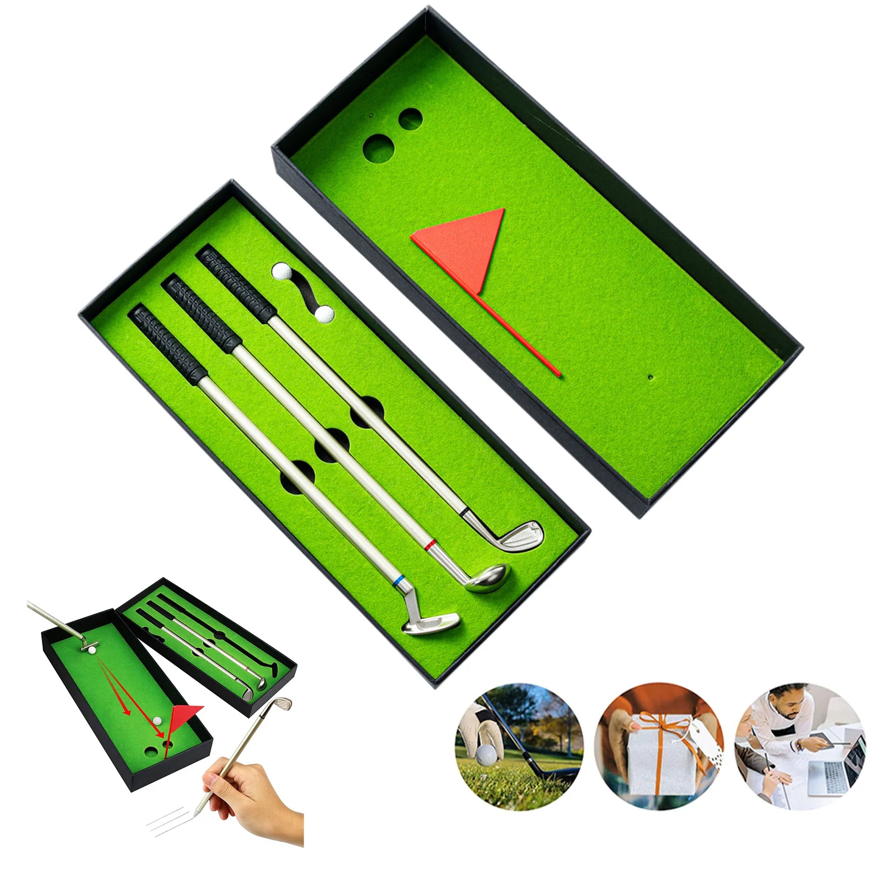 Mini Desktop Golf Pen Set, custom desk accessory with logo imprint 2