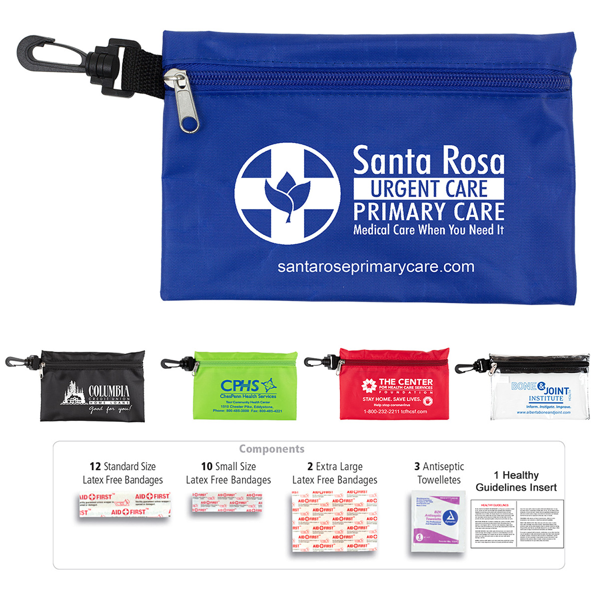 "ALL-YOU-NEED" 28 Piece Multi-Bandage First Aid Kit in Supersized Zipper kit Components with Plastic 13