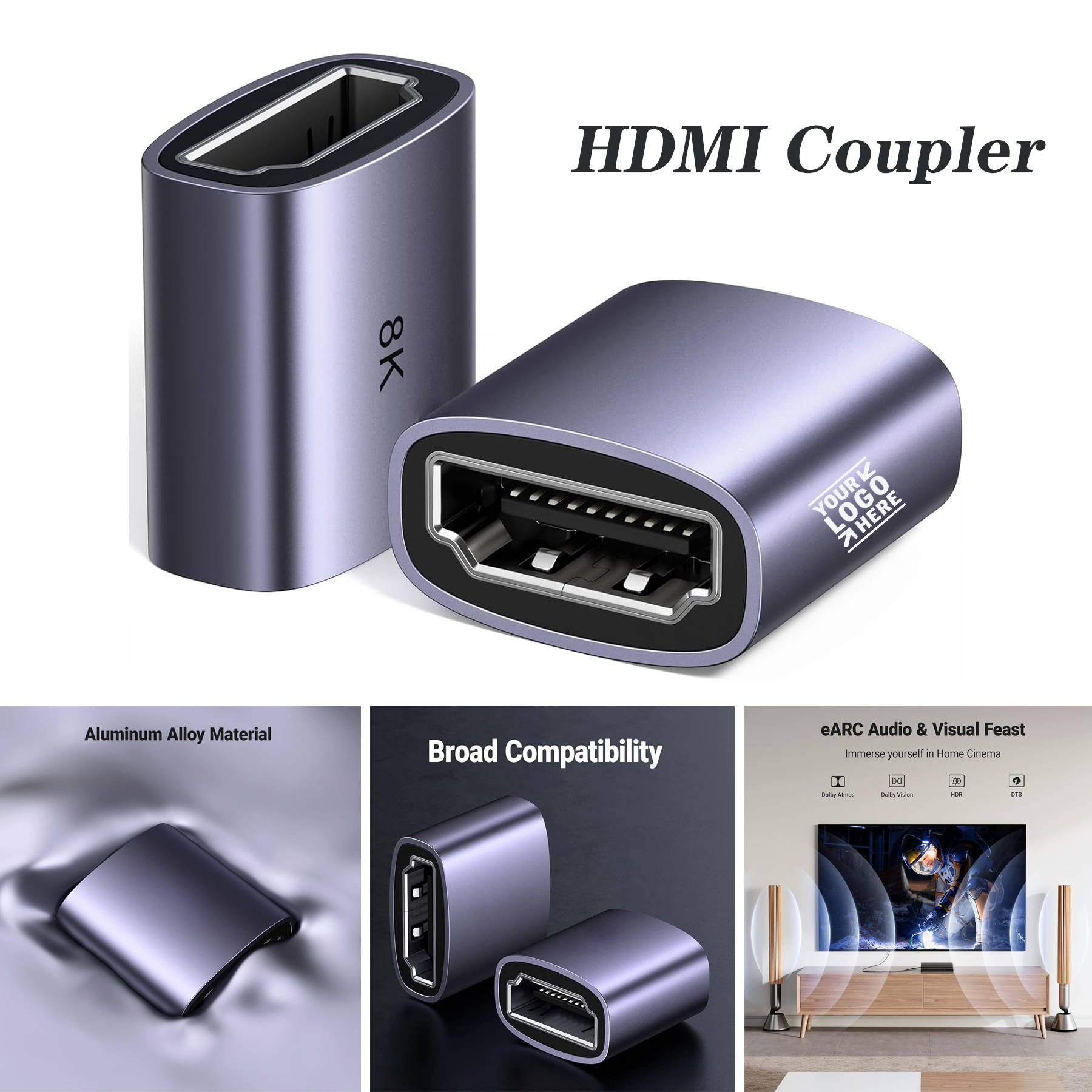 2 Pack 8K 60Hz 2.1 HDMI Coupler Female to Female Adapter Connector 3D 4K 240Hz Extender 2