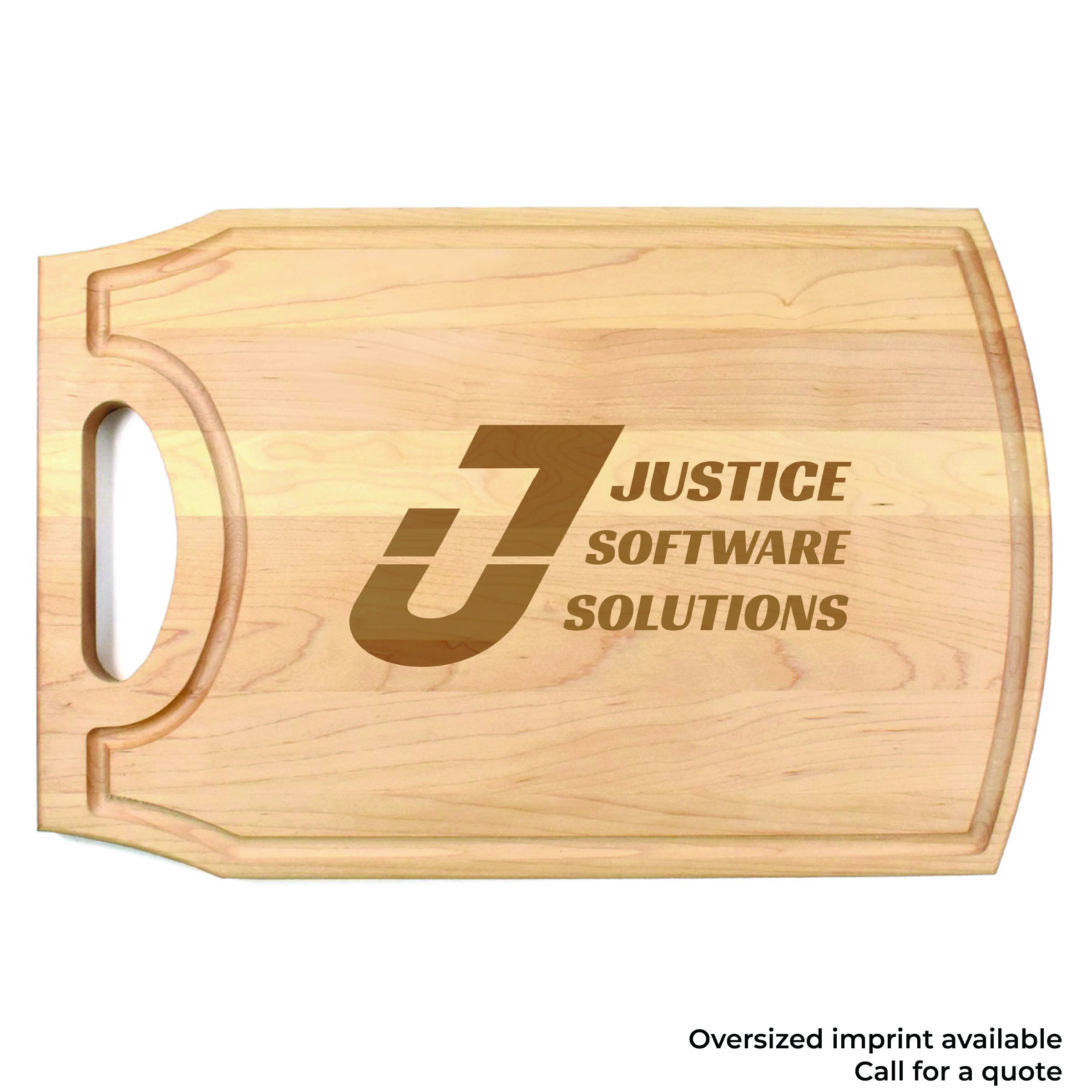 10 1/2" x 16" x 3/4" Maple Cutting Board with Handle & Juice Groove 1