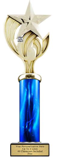 TROPH-EASE Trophy, 14" 1 column, Wood Base 1