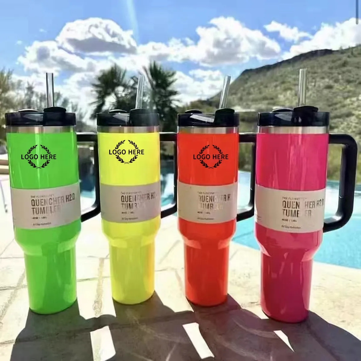 40 OZ Fashion Fluorescent  Color Tumbler with Lid 3