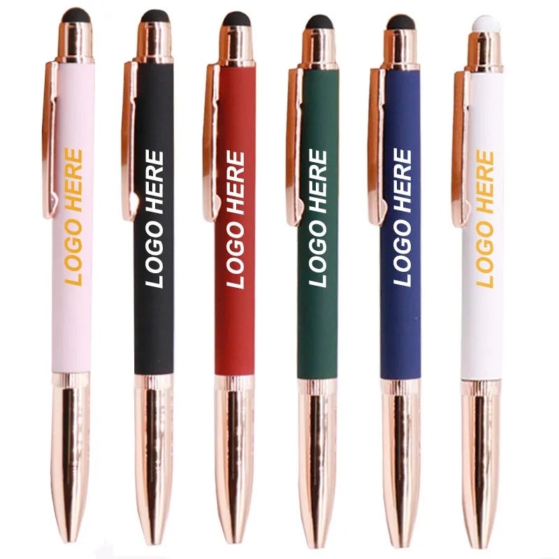 Promotional Softy Rose Gold Pen with Stylus 5