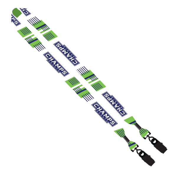 1" Double Ended Dye-Sublimated Lanyard with Metal Crimp & Metal Bulldog Clip 1