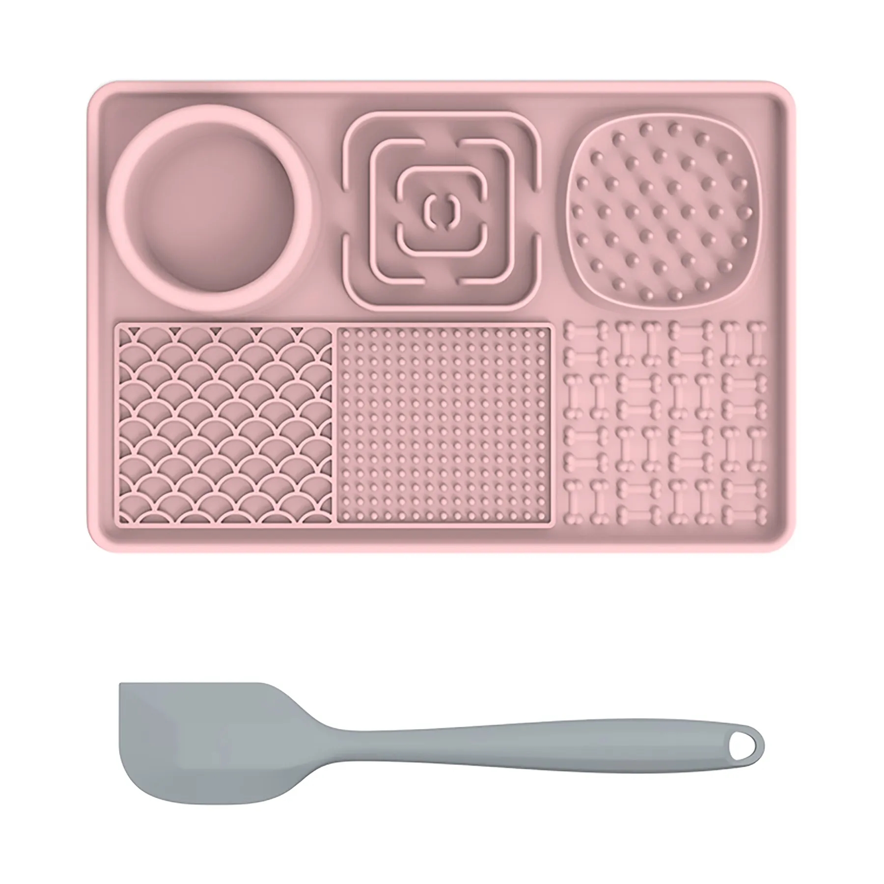 Silicone Rectangular Pet Licking Pad With Scraper 9
