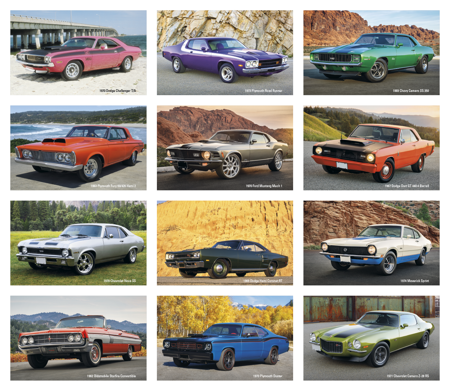 4C Press-N-Stick Header Cruisin’ Cars Calendar 13-Month