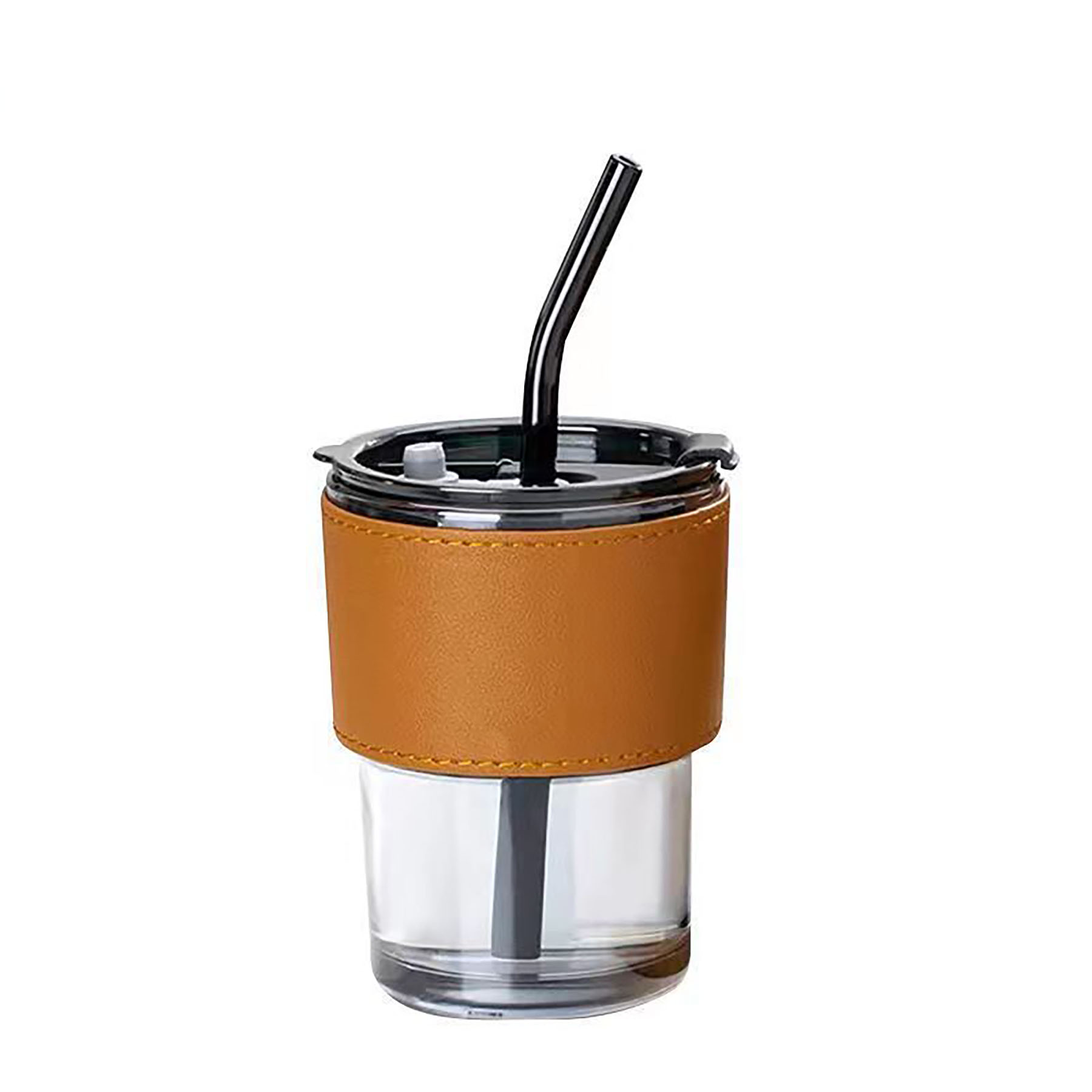 13 oz. Glass Cup With Lid And Straw 1