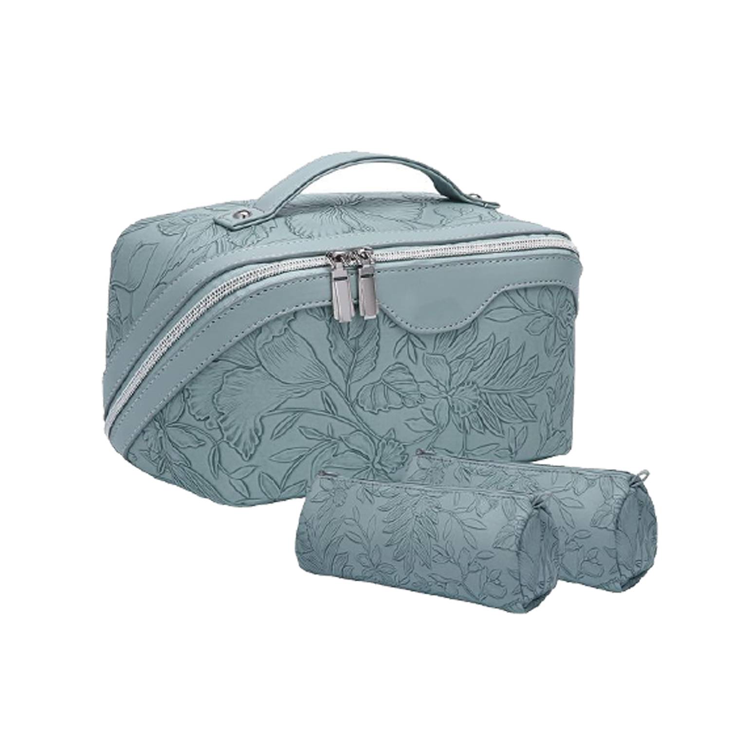 Leather Lace Embossed Waterproof Toiletry and Makeup Bag 3