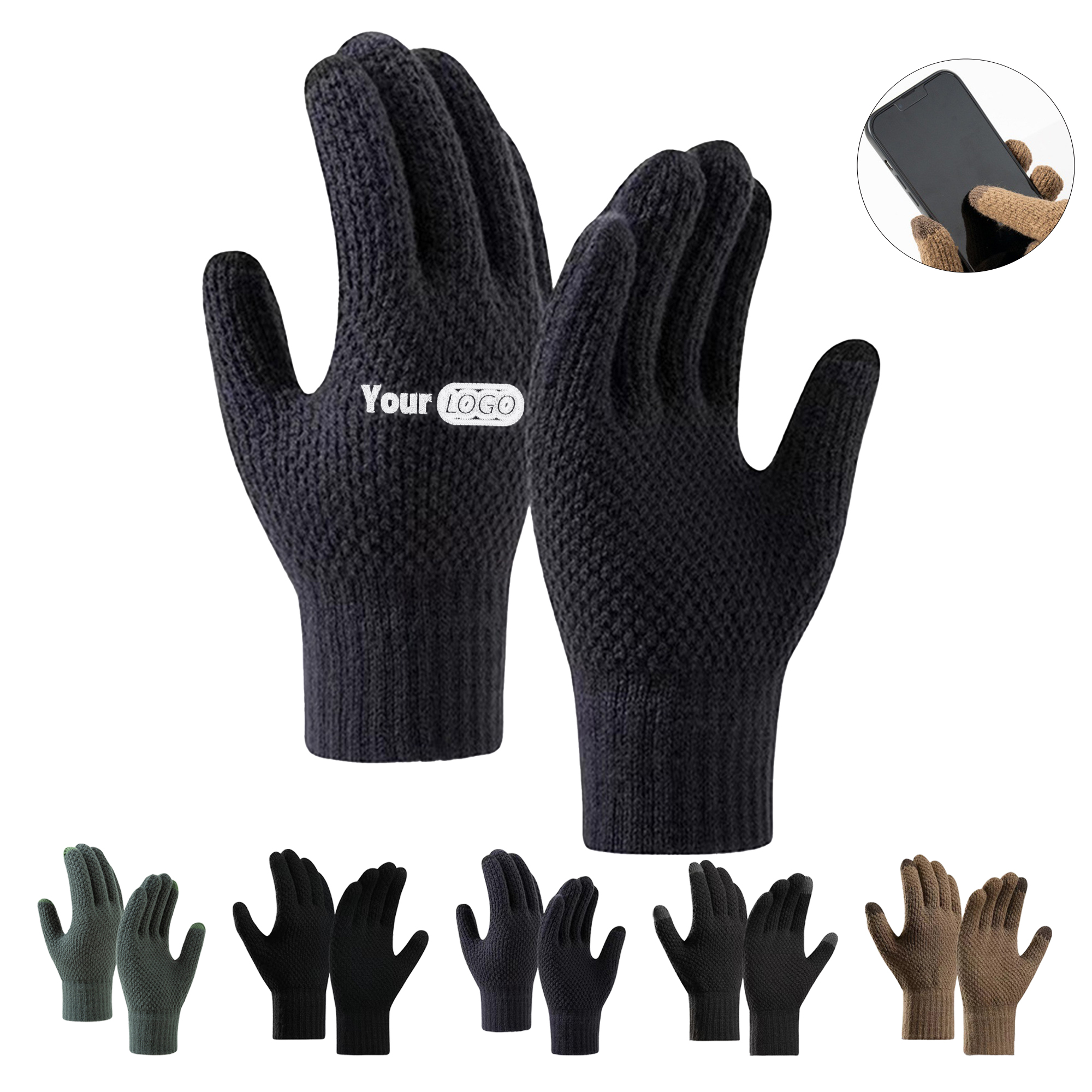 Fleece-Lined Touchscreen Knit Gloves 2