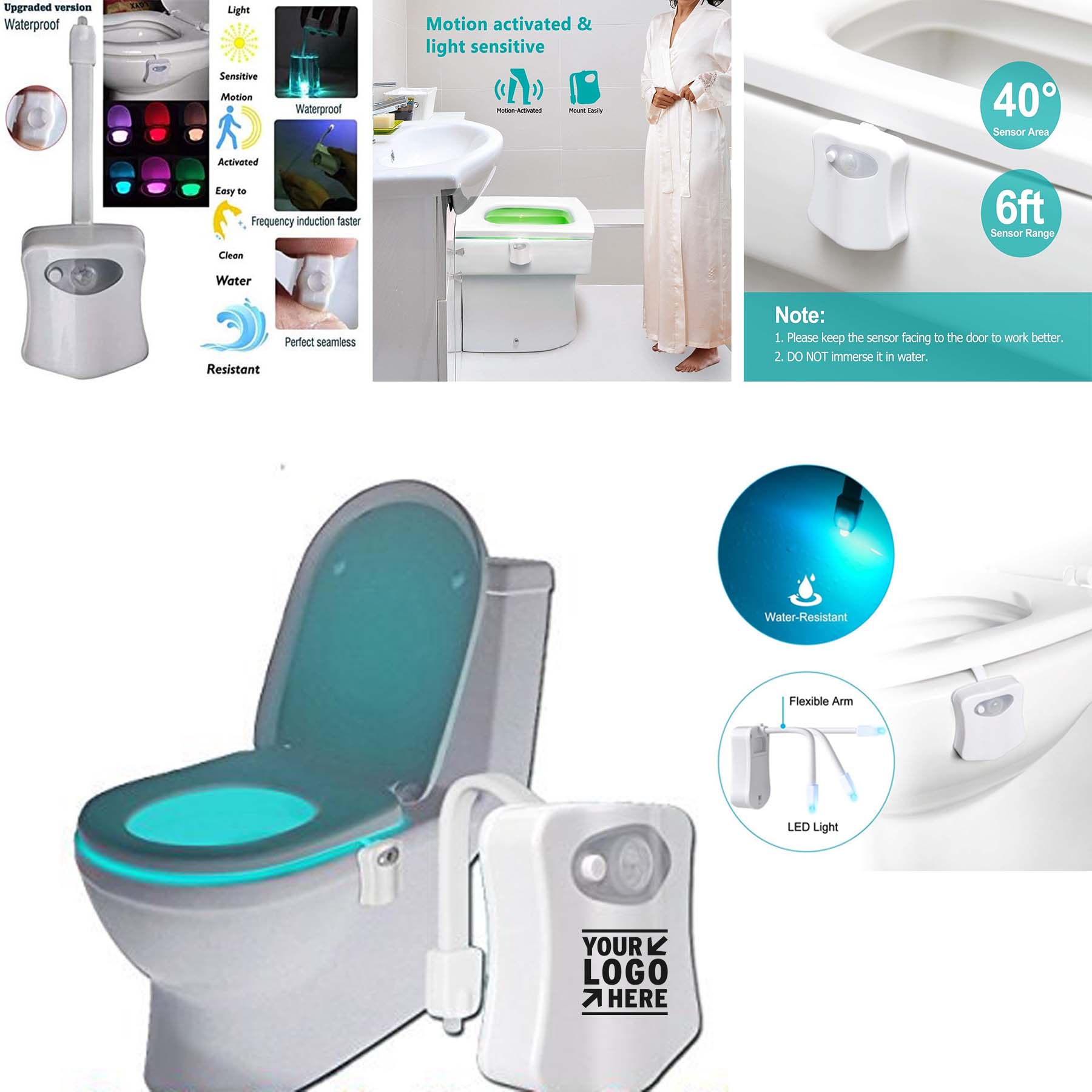 Motion Sensor Activated LED Lamp Original Toilet Night Light