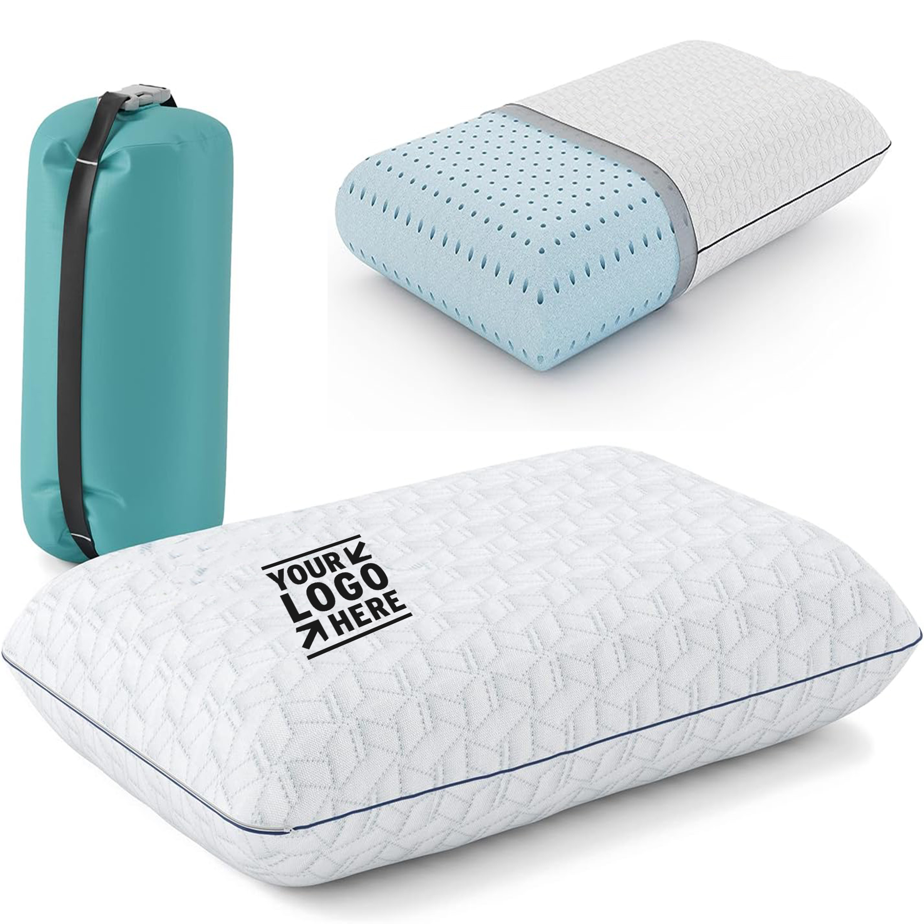 Machine Washable Compressible Medium Firm Memory Foam Breathable Bamboo Cover Travel Camping Pillow