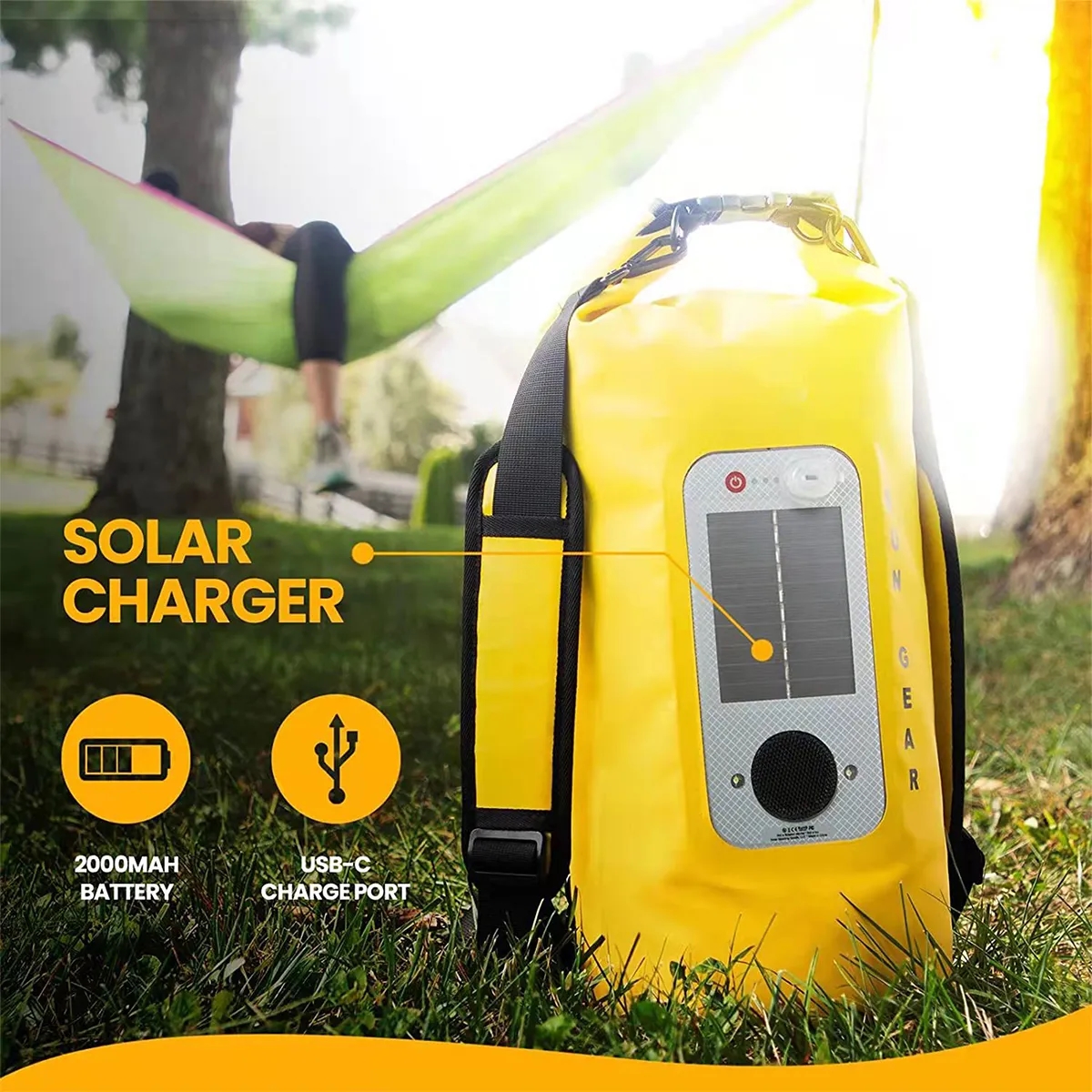 20 L Waterproof Roll Top Storage Dry Bag With Speaker LED 6