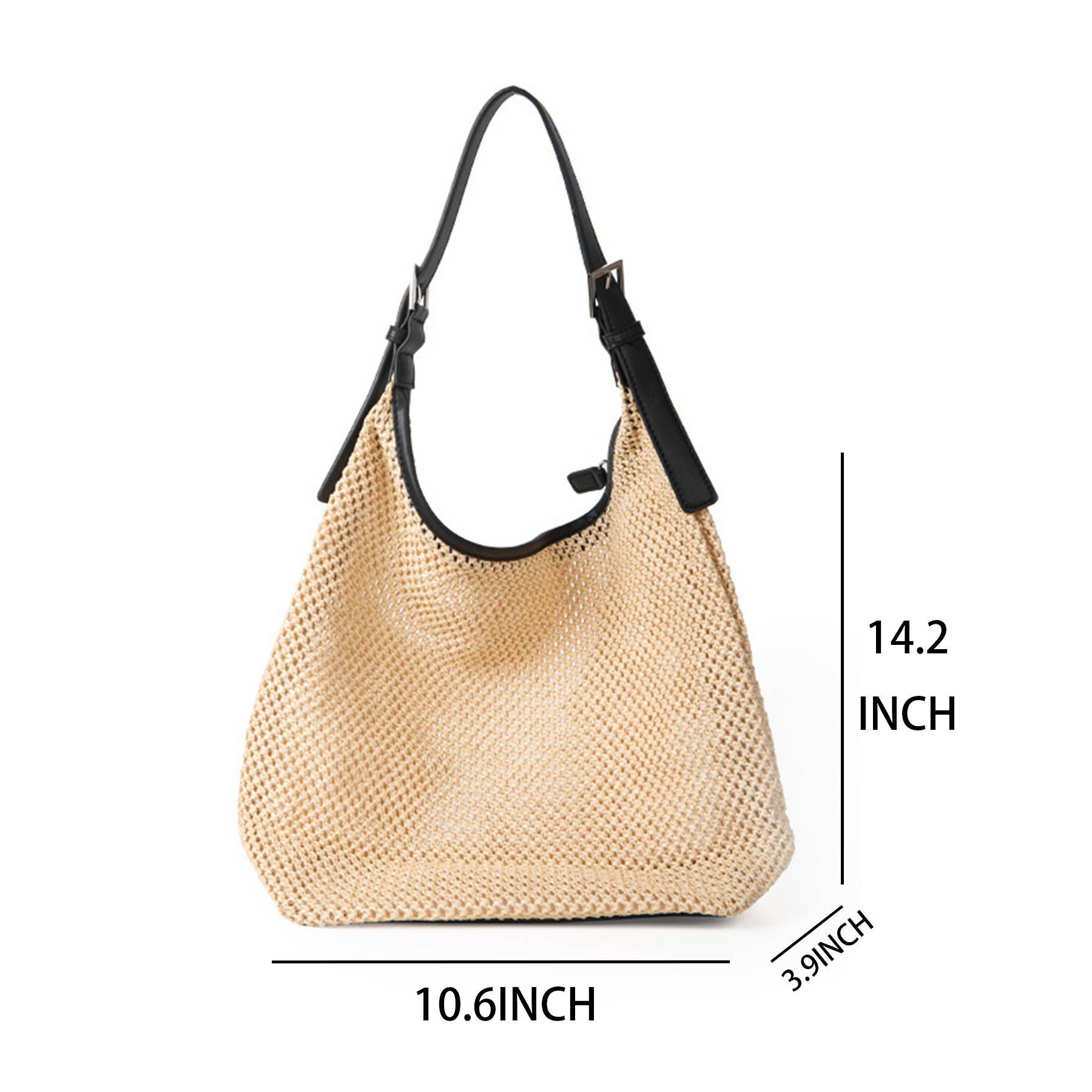 Straw summer large capacity shoulder tote bag, custom tote bag with logo imprint 6