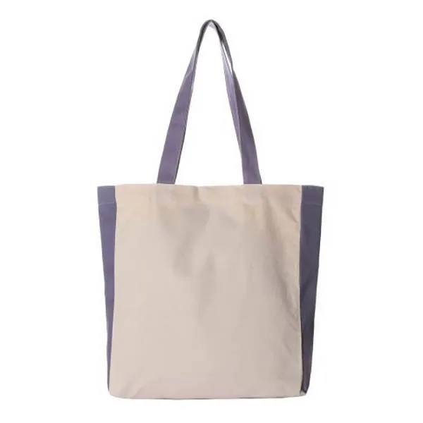 Canvas Book Tote Bag w/ Colorful Sides - 14"w x 14"h x 4"d 3
